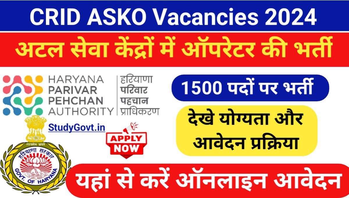 Haryana CRID ASKO Vacancies 2024