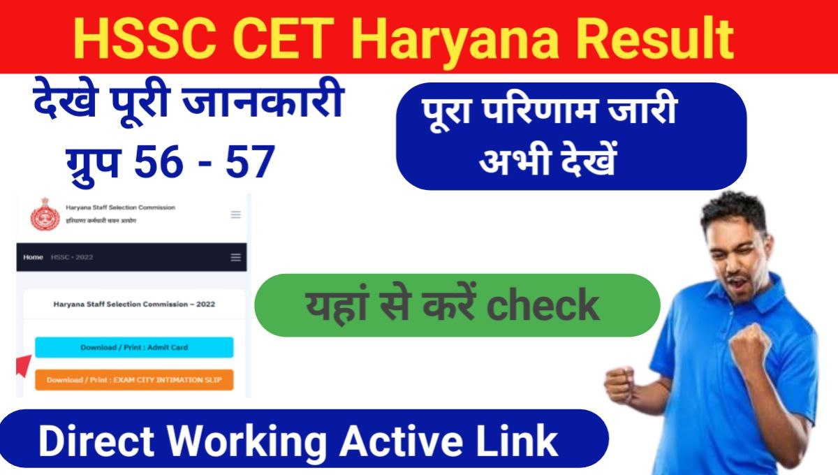 HSSC CET Haryana Result 2024